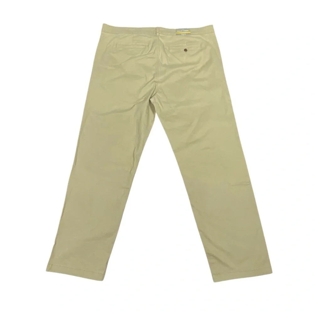 Falls Creek Chino Pants Men's 44X32 Beige Straight Leg Flat Front Stretch NWT